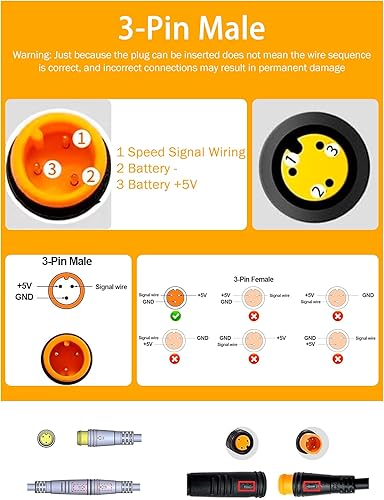 Miniatura 2 de Acelerador de pulgar Ebike, acelerador de pulgar de bicicleta eléctrica con conector macho, acelerador de dedo de control de velocidad impermeable