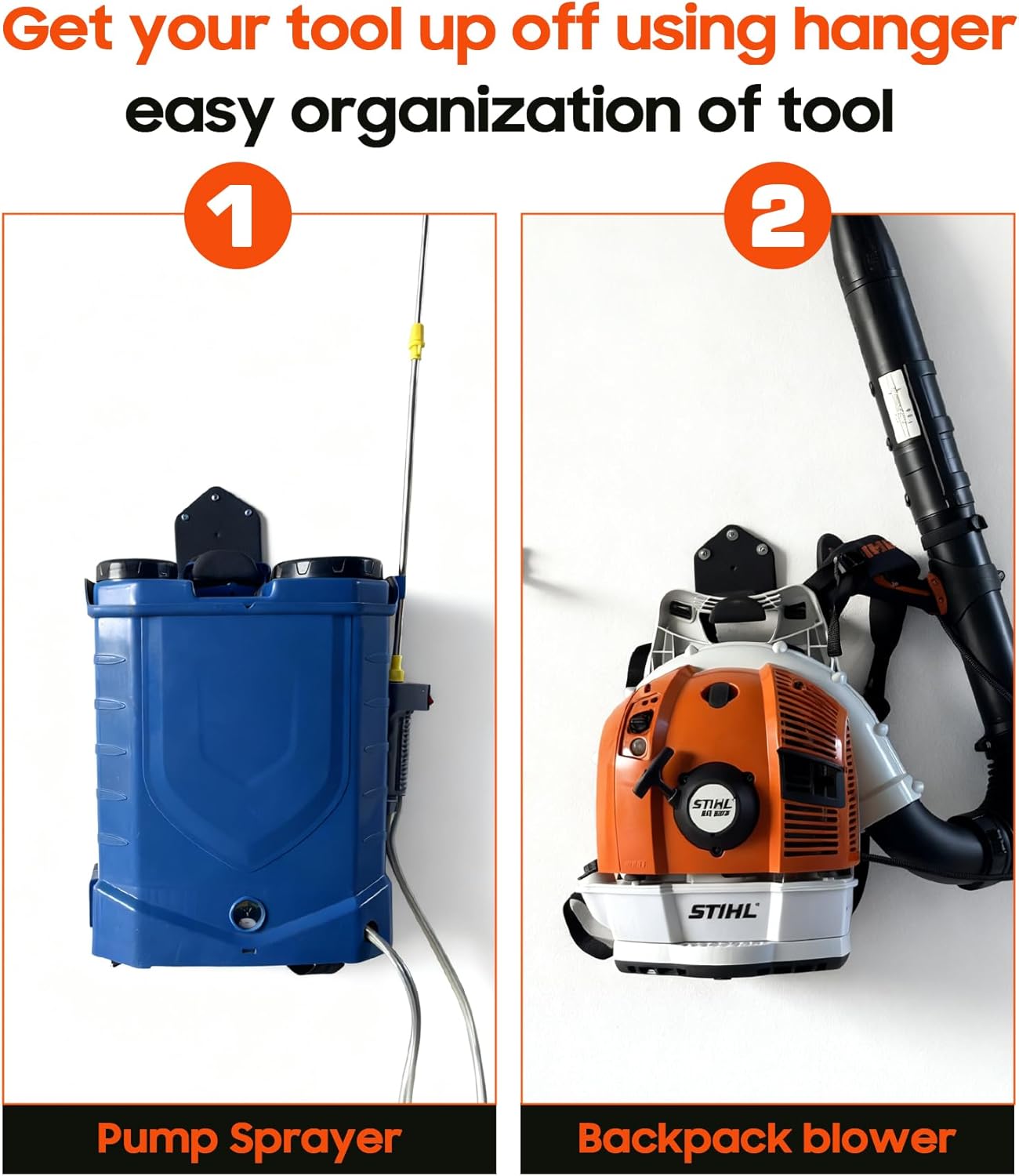 Pump Sprayer Holder, Backpack Blower Rack, 1 Pack Wall Mount Pressurized Garden Sprayer Hanger, Lawn Weed Sprayer Storage, Backpack Sprayer Oraganizer - Image 2