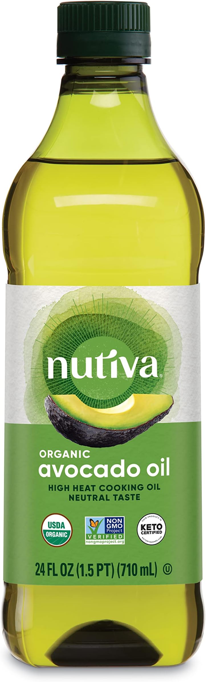 Organic Steam-Refined Avocado Oil - Perfect for Cooking, Frying, Baking, and Dressing - High-Heat Oil with Neutral Flavor - Great for Vegan, Paleo, and Keto Diet - Non-GMO - 24 Fl Oz