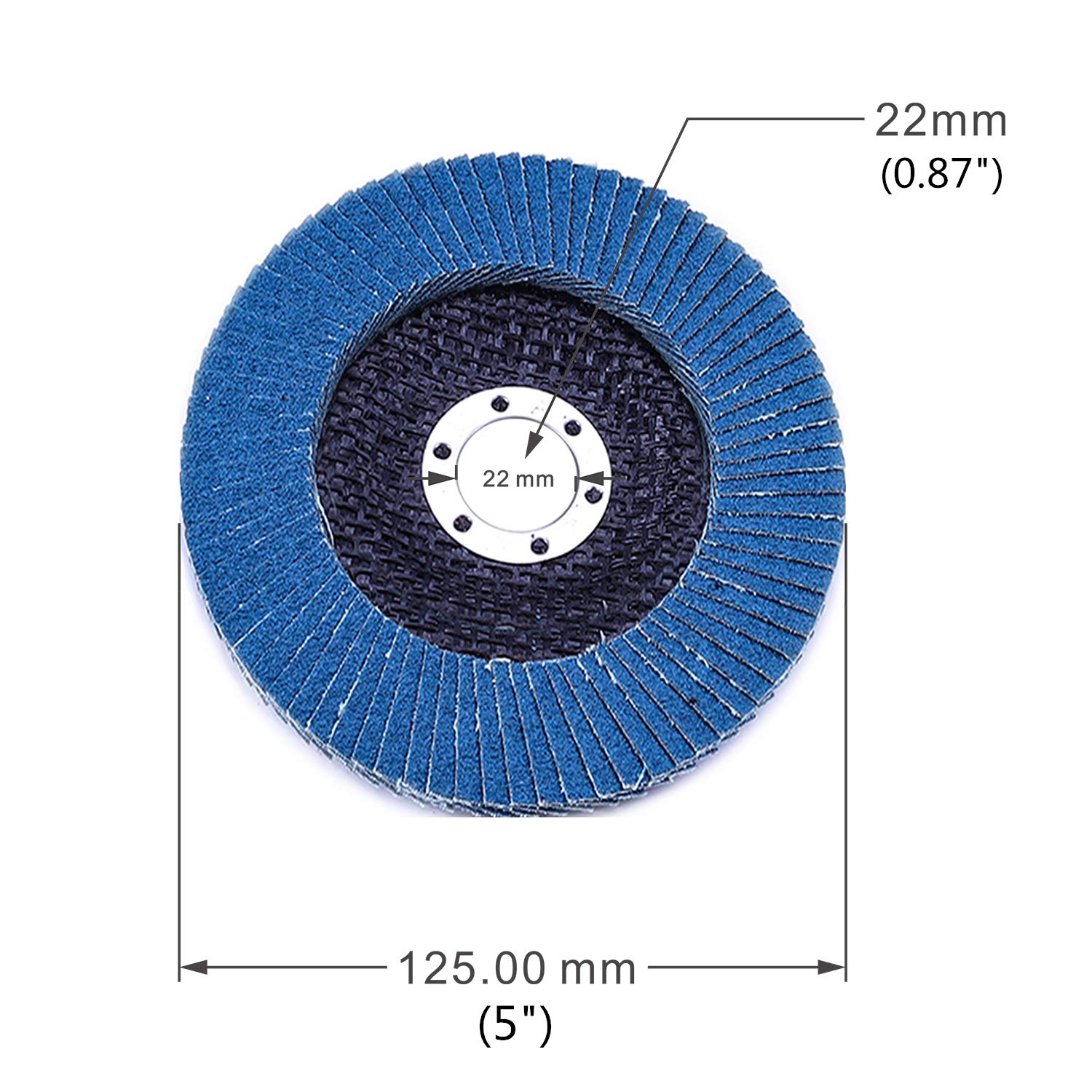 Nisorpa - Discos de lija de óxido de zirconia de 125 mm, 50 unidades de discos abrasivos industriales, discos de lija de acero inoxidable, discos de lijado de 40 granos para amoladora angular