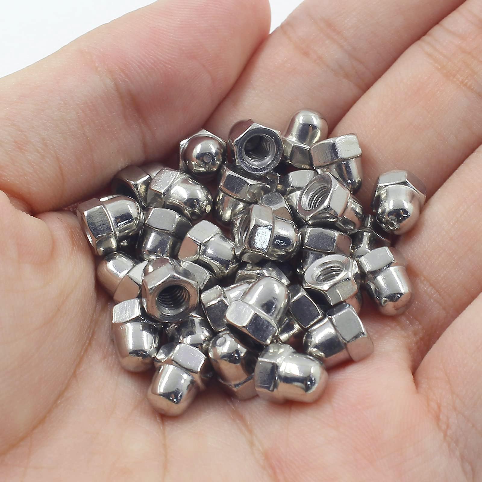 Bikasun 50 pezzi M8 Dado cieco a calotta in Acciaio Inox Dado Coprente Forma Alta Dadi Coprenti A2 V2A Dadi Coprenti Esagonali per Bulloni Barra Filettat conforme alla norma DIN 1587
