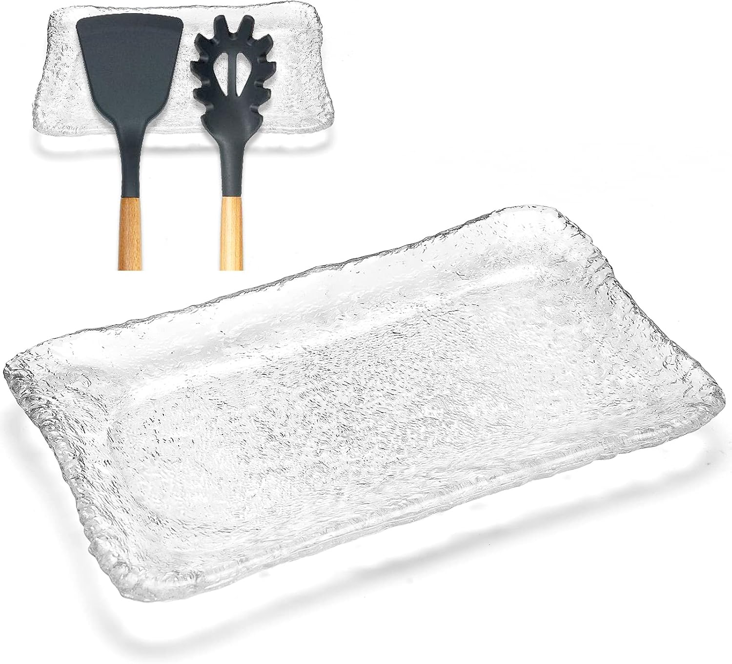 Yomvzake Glass Spoon Rest, Double Spoon Rest for Kitchen