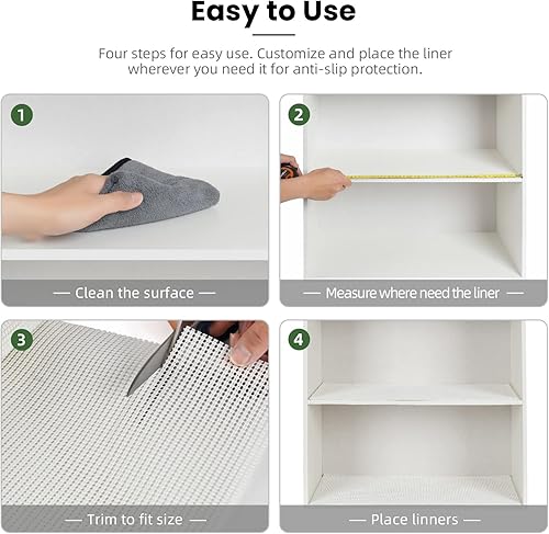 Miniatura 6 de BAGAIL - Forro de cajón, 17.5 x 20 pies, revestimientos de estantes no adhesivos para armarios de cocina, forros gruesos y fuertes de agarre para