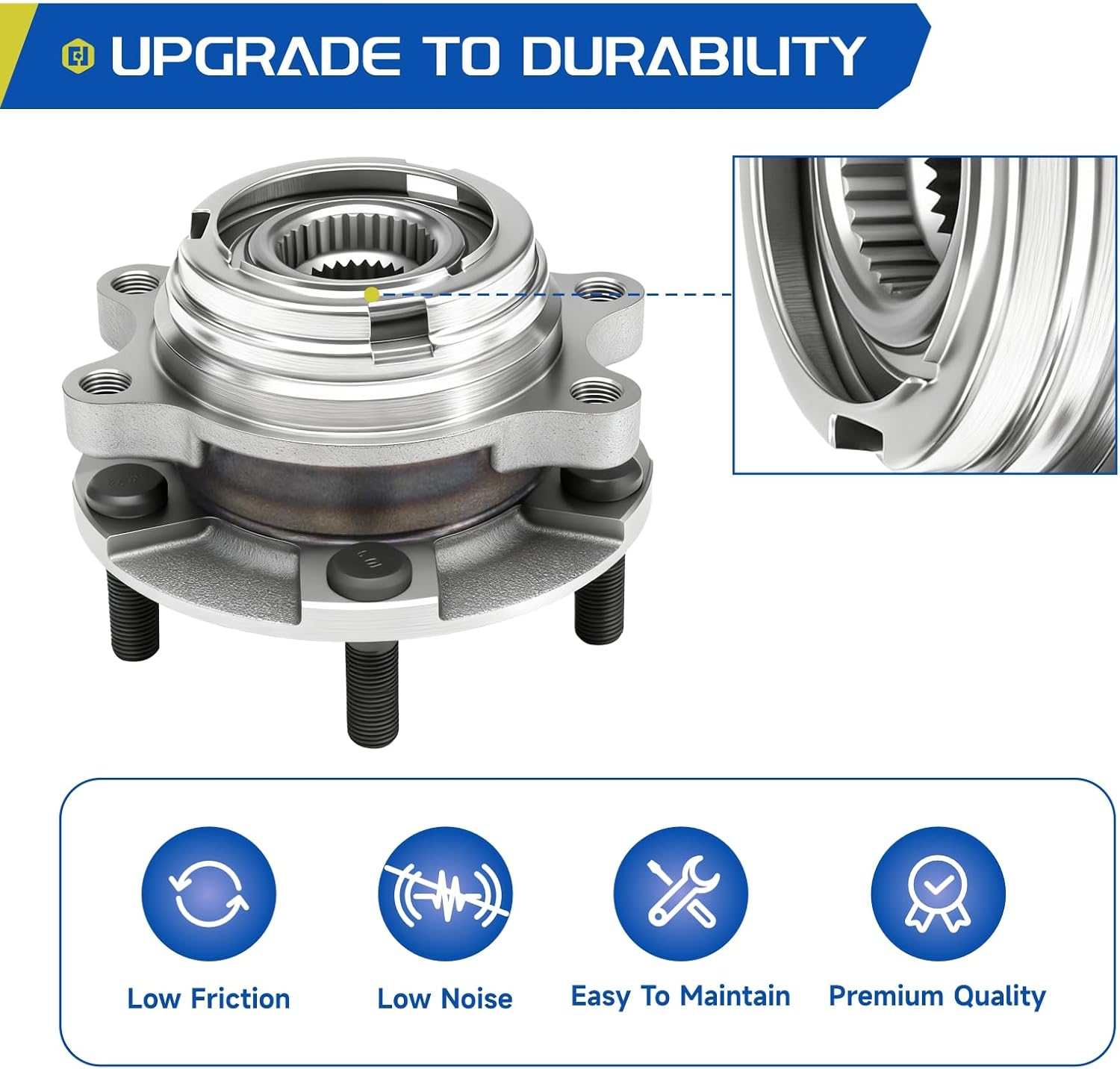 Vextone 513294 2pcs Front Wheel Bearing Hub Assembly Compatible with Nissan Altima 2007-2012 (2.5L 4-Cylinder Models Only) 5Lugs w/Encoder ABS