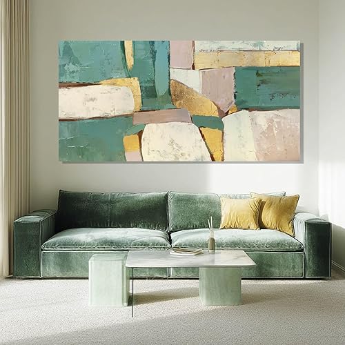 Miniatura 5 de ZENPEE Arte de pared grande verde y blanco, arte abstracto de pared, cuadros para Sala Elegantes y Modernos, decoración de pared para sala de estar