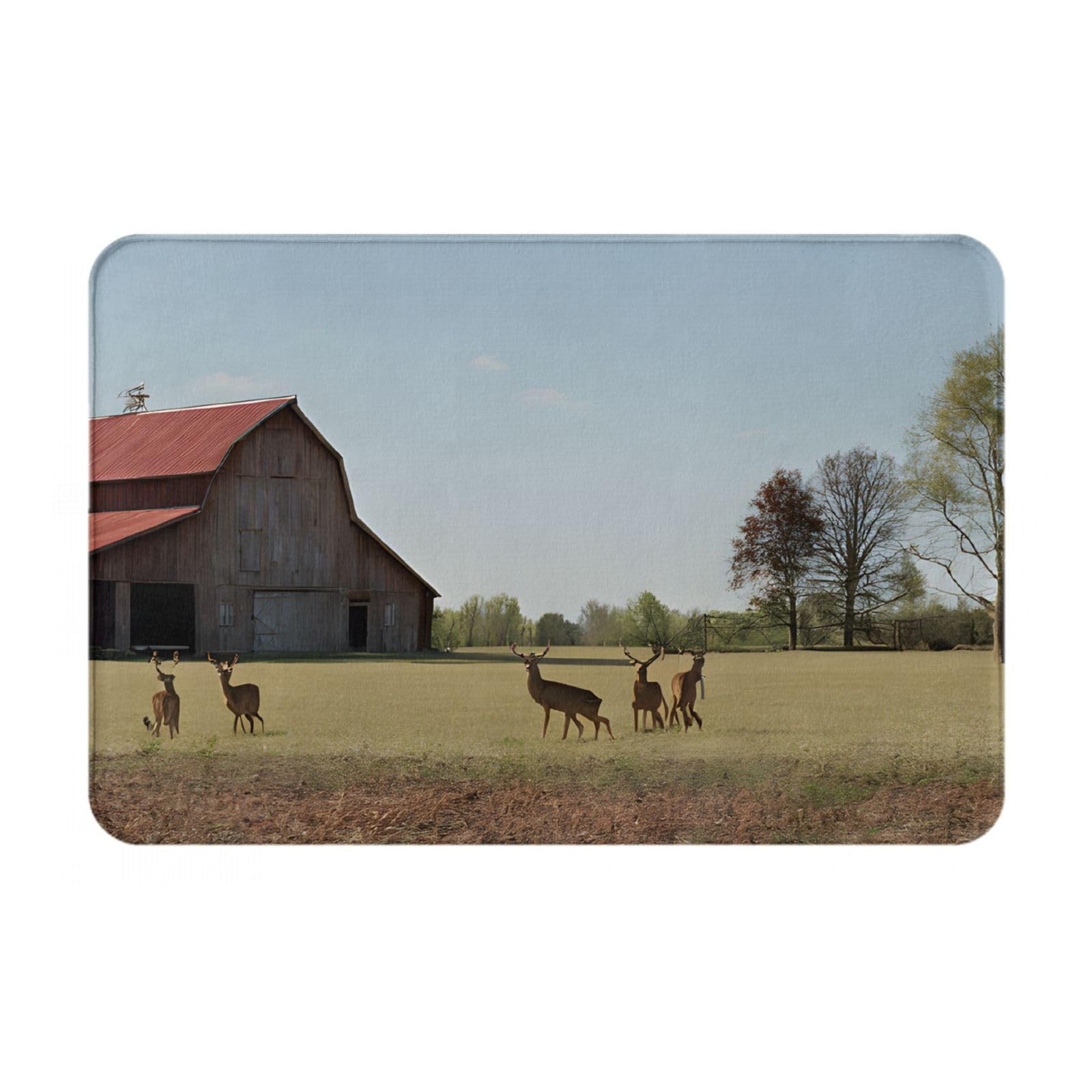 KDUBNJDS (Farm With Deer) Door Mat 23.6x15.7inch Welcome Mat,Front Door Mat,Outdoor Mats,Indoor Door Mat,Entryway Rugs Indoor,Floor Mats,Patio Rug,Bar Mat