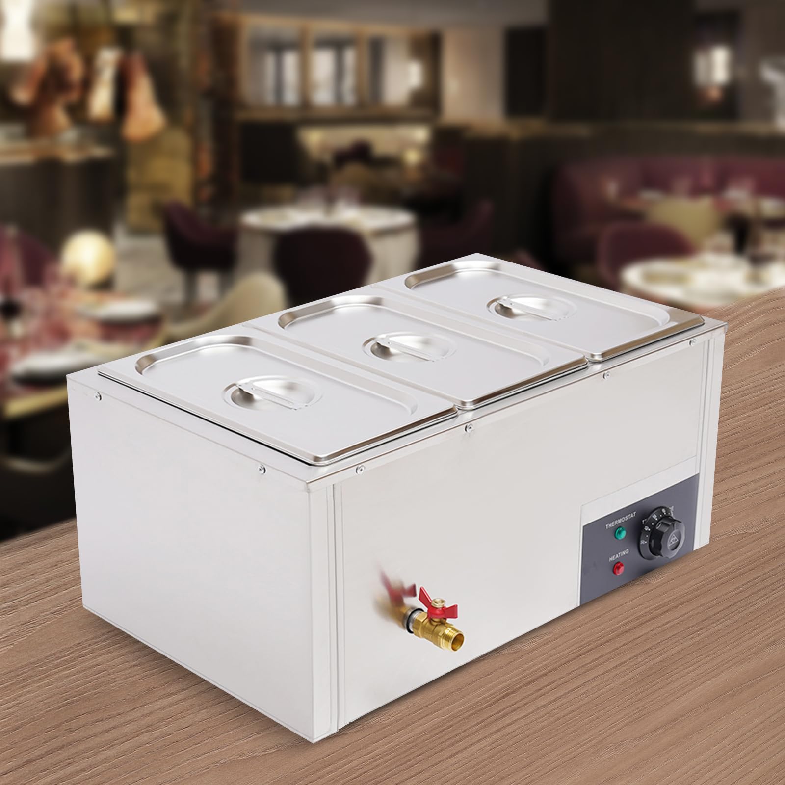 Riscaldatore a buffet in acciaio inox, 850 W, 3 x 7 l, contenitore rimovibile, adatto per ristoranti, mense, spuntini, ristoranti fast food, ecc.