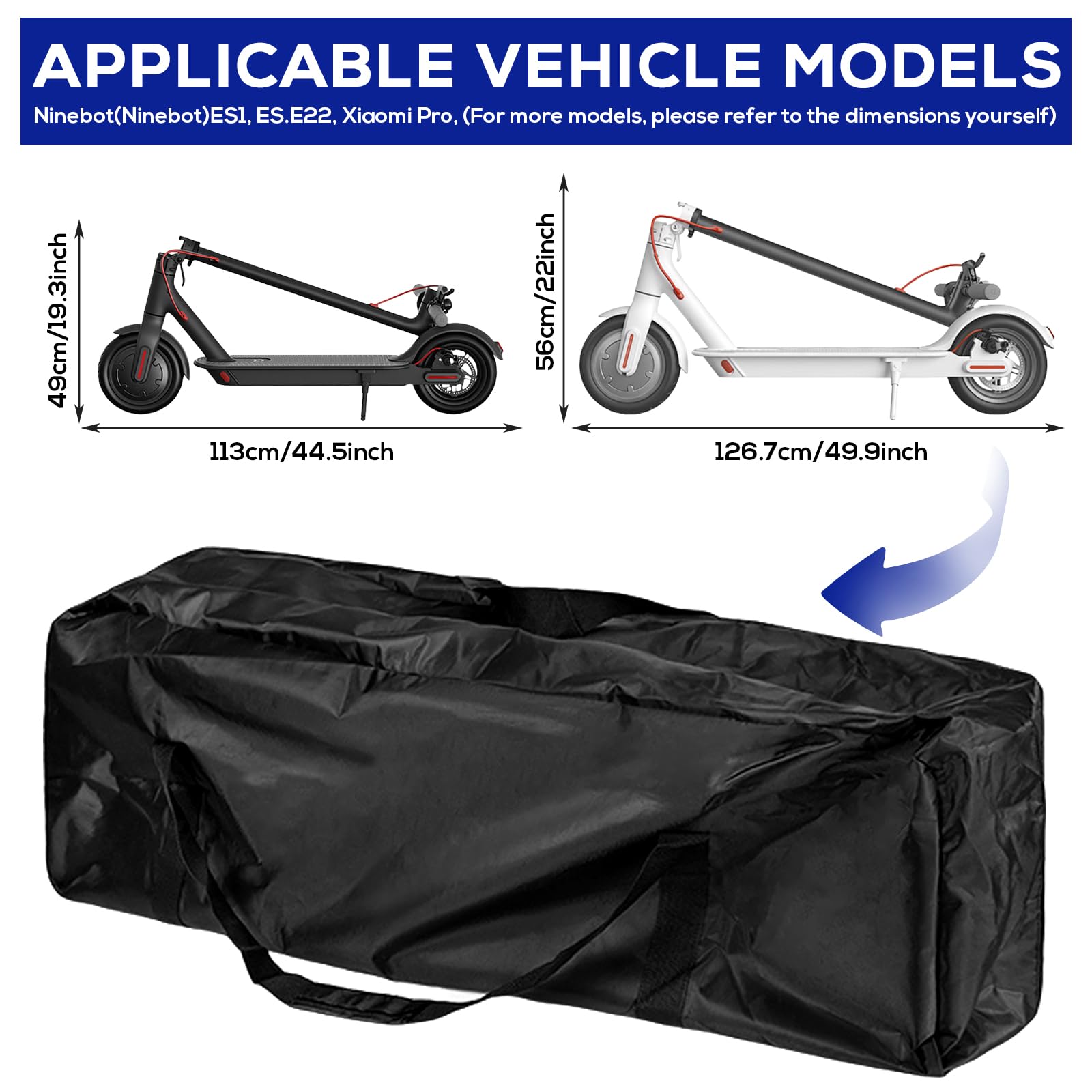 Borsa Di Trasporto Pieghevole per E-Scooter Mijia M365/M365 Pro Xiaomi Segway, 125x53x25CM
