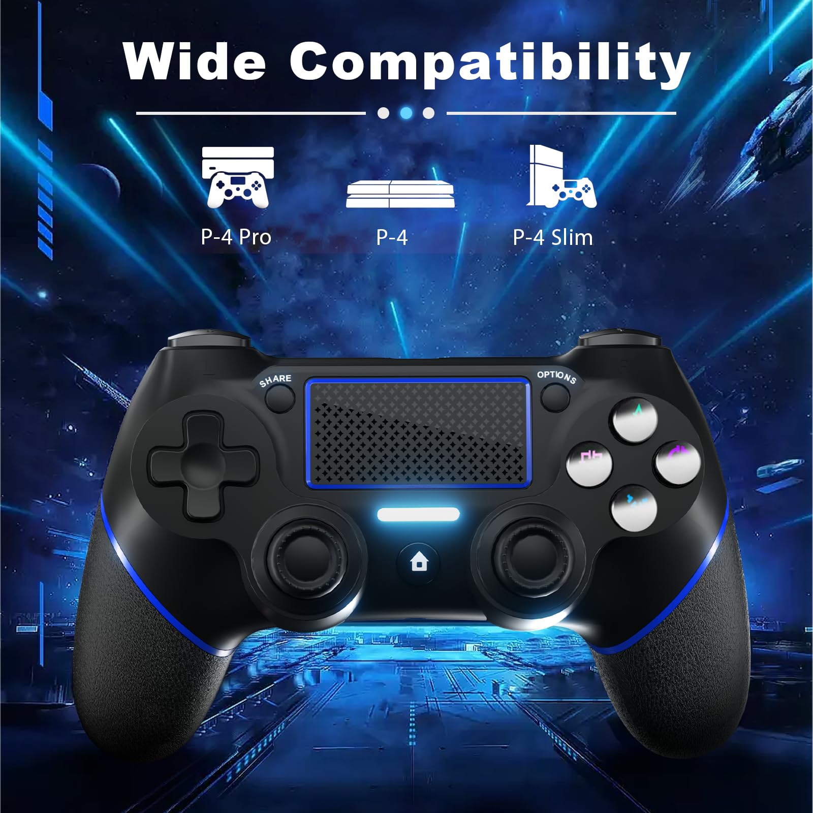 REKBOO Mando inalámbrico para PS4, Joystick Gamepad para PS4/Slim/Pro con Doble Motor de Vibración | Batería 600mah | Panel Táctil | Altavoz Audio Jack 3.5mm