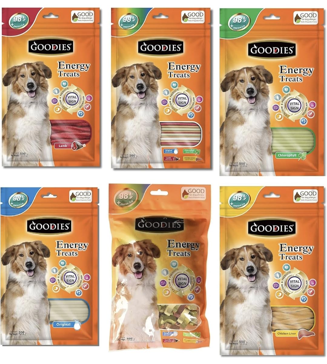 Goodies Energy Treats Fresh and Healty Combo Lamb,Mix Stick,Chlorophyll,Calcium,Mix Bone Shape,Liver Flavor Food Pack of 6 (B0CKNQPCS5) Amazon Price History, Amazon Price Tracker