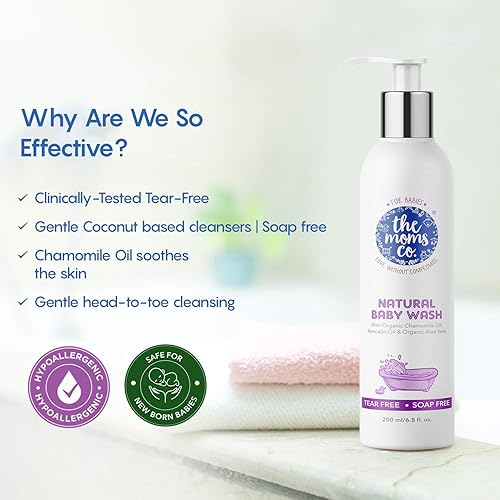 Miniatura 2 de The Moms Co. Jabón natural para bebés sin lágrimas con caléndula, aceites de avodado y aceites orgánicos certificados por USDA como argán,