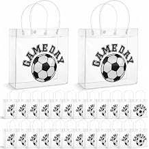 Leooomap 24 Pcs Soccer Gift Bags, Reusable PVC Clear Snack Bags with Handles for Par