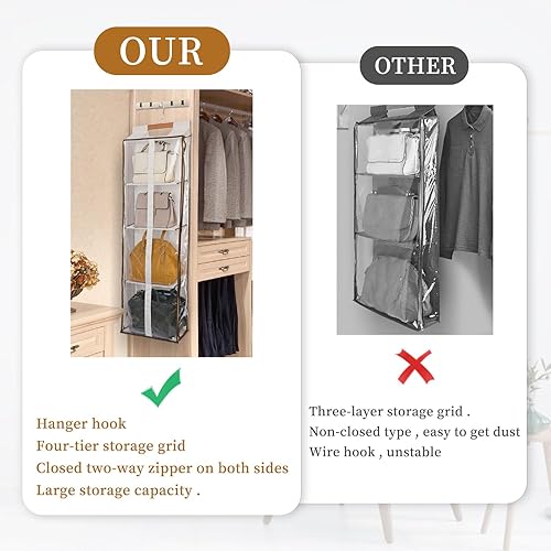 Miniatura 6 de mumisuto Organizador de bolso colgante para armario, bolso transparente organizador de almacenamiento para armario, organizador de bolso sobre la