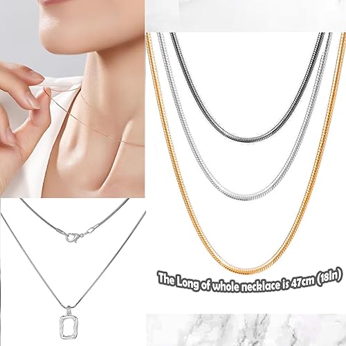 Miniatura 2 de EuTengHao Paquete de 12 cadenas de collar chapadas en plata, cadenas de serpiente a granel para fabricación de joyas, manualidades, 0.472 in (18