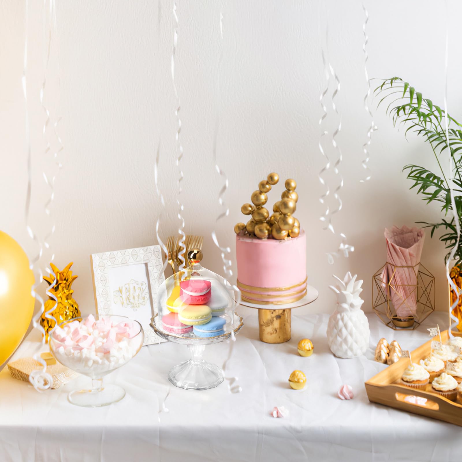 TOPBATHY Plat à Gâteau en Verre avec Couvercle, pour Desserts et Fruits