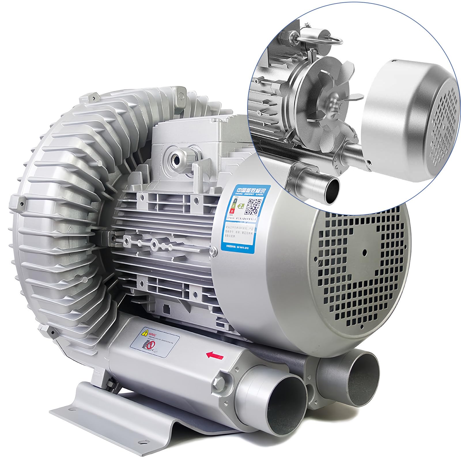 Przemysłowa dmuchawa wirowa, dmuchawa odśrodkowa 220 V do ścieków, hydroponiki akwariowej i akwakultury, jednofazowa, 250 W/0,35 KM, wytrzymała pompa próżniowa