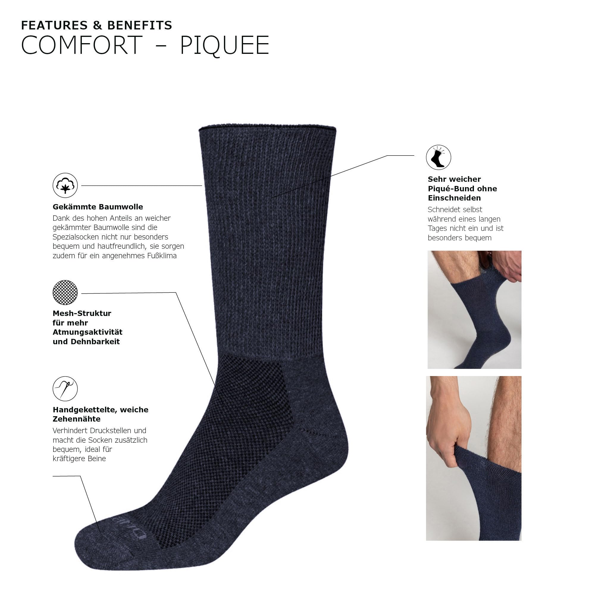 Camano Crew Socks Online-Calcetines diabéticos, 4 Unidades Unisex Adulto