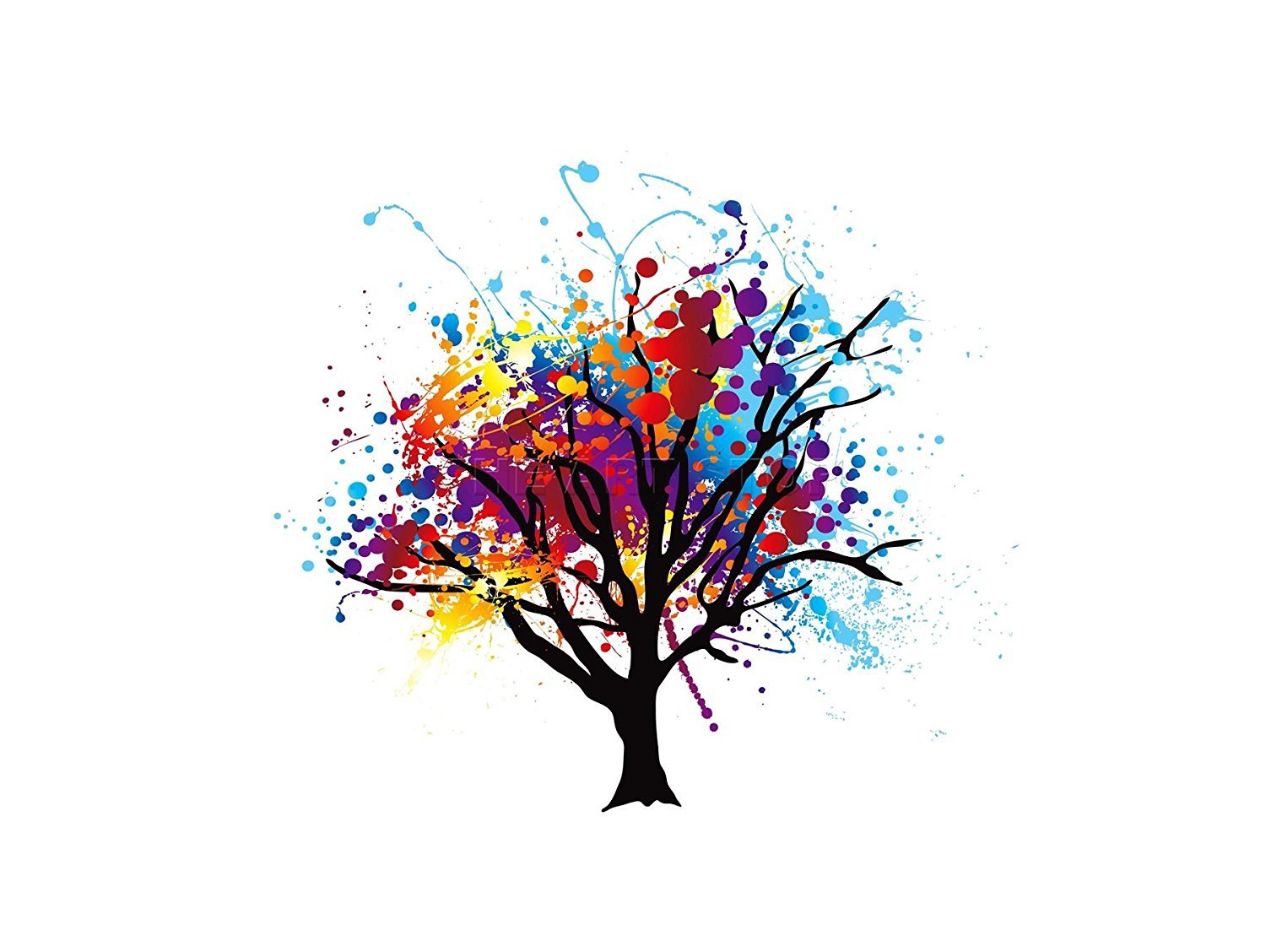 Wee Blue Coo Painting Illustration Abstract Colourful Tree Splash Art Wall Art Print