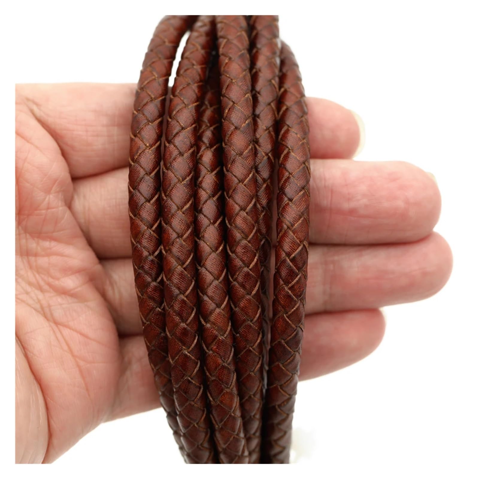Genuine Braided Leather Cord 2meters Braided Leather Bracelet Findings 6mm Round Cord String Rope DIY Necklace Making(Coffee)