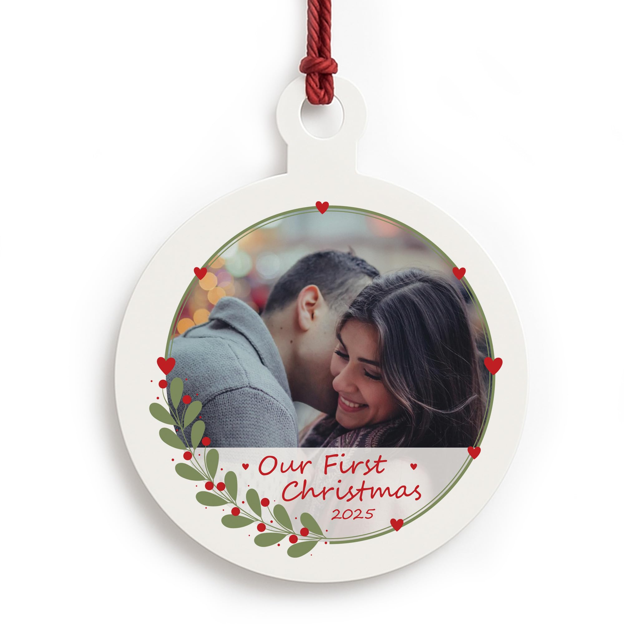 Red Ocean Personalised Our First Christmas Tree Decoration For Couple Boyfriend Girlfriend Custom Photo Christmas Bauble 1st Together Bauble Keepsake