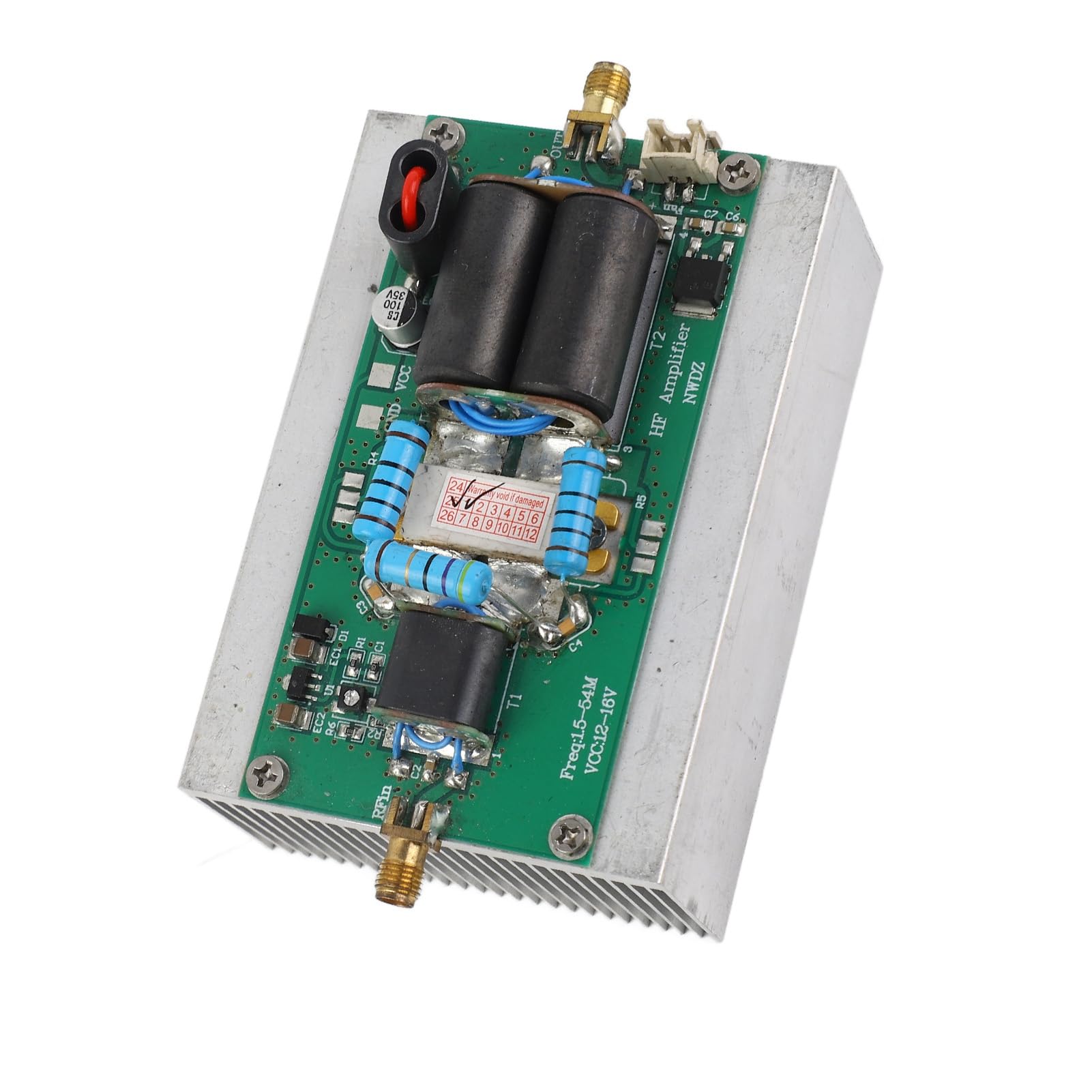 YWBL-WH Kurzwellen-Leistungsverstärker, 30 W HF-Linearverstärker mit Kühlkörper für Amateurfunk, SMA-Buchse, DC 12–16 V, 1,5–54 MHz