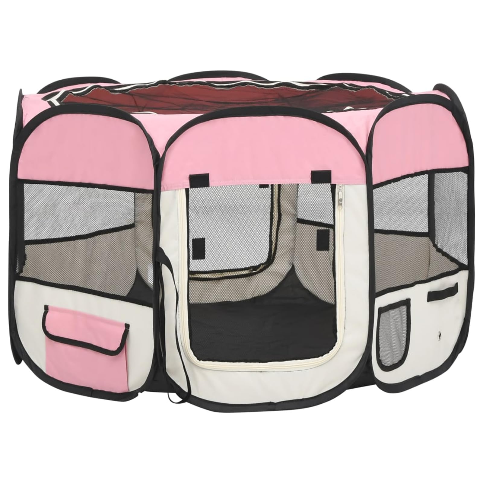 Homgoday Klatka dla psa, składany kojec dla psa z torbą transportową różową 90 x 90 x 58 cm, klatka dla psa wewnętrzna klatka dla psa Kennel dla psów klatki dla psów ogrodzenie dla psa na zewnątrz