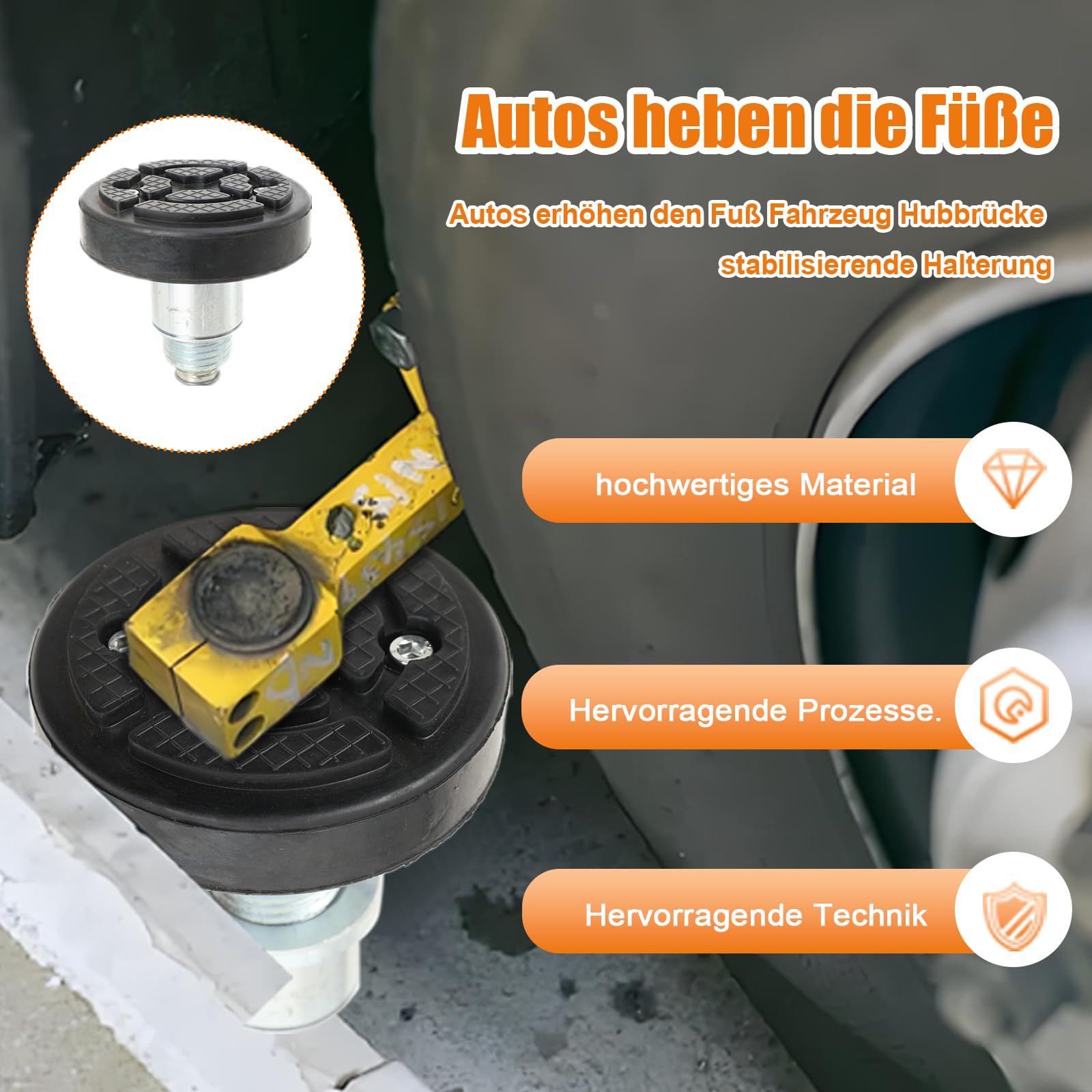 4 Stück Drehteller Tragarmteller Gummiteller Hebebühne Aufnahmeteller Gummiauflage Nussbaum für 2 Säulen Hebebühnen ausdrehbar Aufnahme 50mm universal