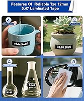 Vista 30 de BOYEEZON Paquete de 2 cintas para etiquetadoras TZe-131 de 0.472 in 0.47 laminadas transparentes, compatibles con Brother P Touch TZe-131 Negro