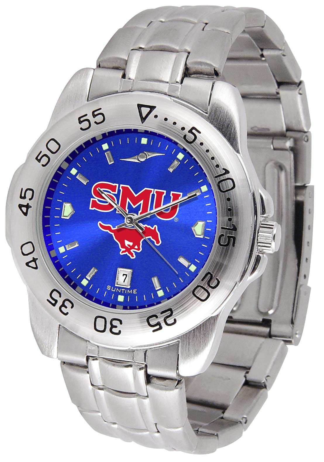 SunTime Men's NCAA Team Sport Watch, 20mm Stainless Steel Strap, Reflective Shiny Dial with Date