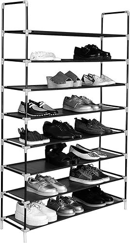 Aisurun Zapatero de gran capacidad de 8 niveles, organizador de almacenamiento de armario de torre de zapatos, estante de almacenamiento de tela no