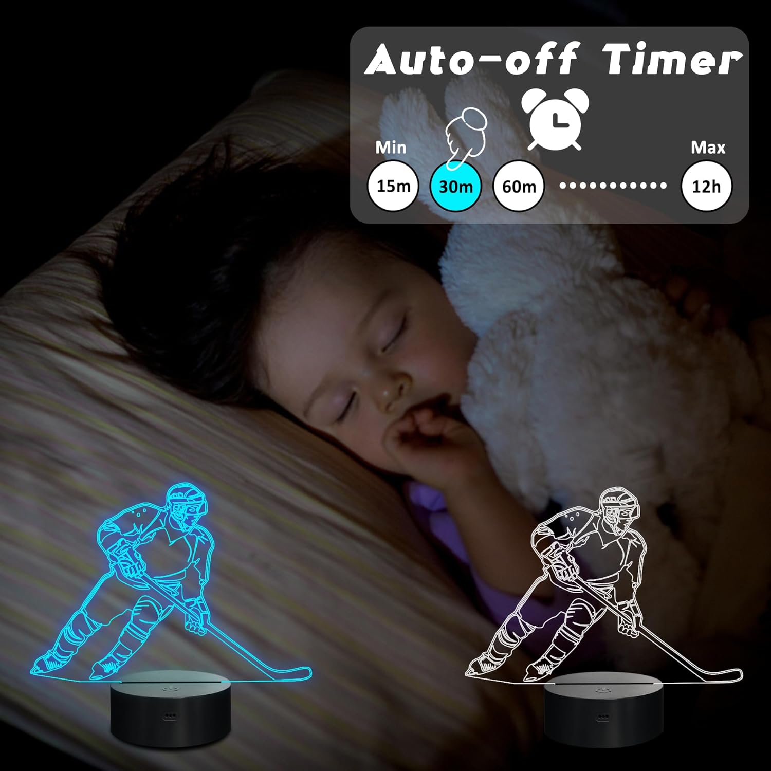 Hockey Gifts, 3D Rangers Hockey Lamp with 16 Color Changing Remote Control and Timer, Perfect Christmas and Birthday Gift for Rangers Hockey Lovers Boys Kids Teens - Image 4