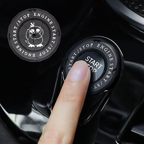Miniatura 1 de Cubierta de botón de arranque giratorio para el motor del automóvil, cubierta para botón de parada, antiarañazos, universal, negra, cubierta para