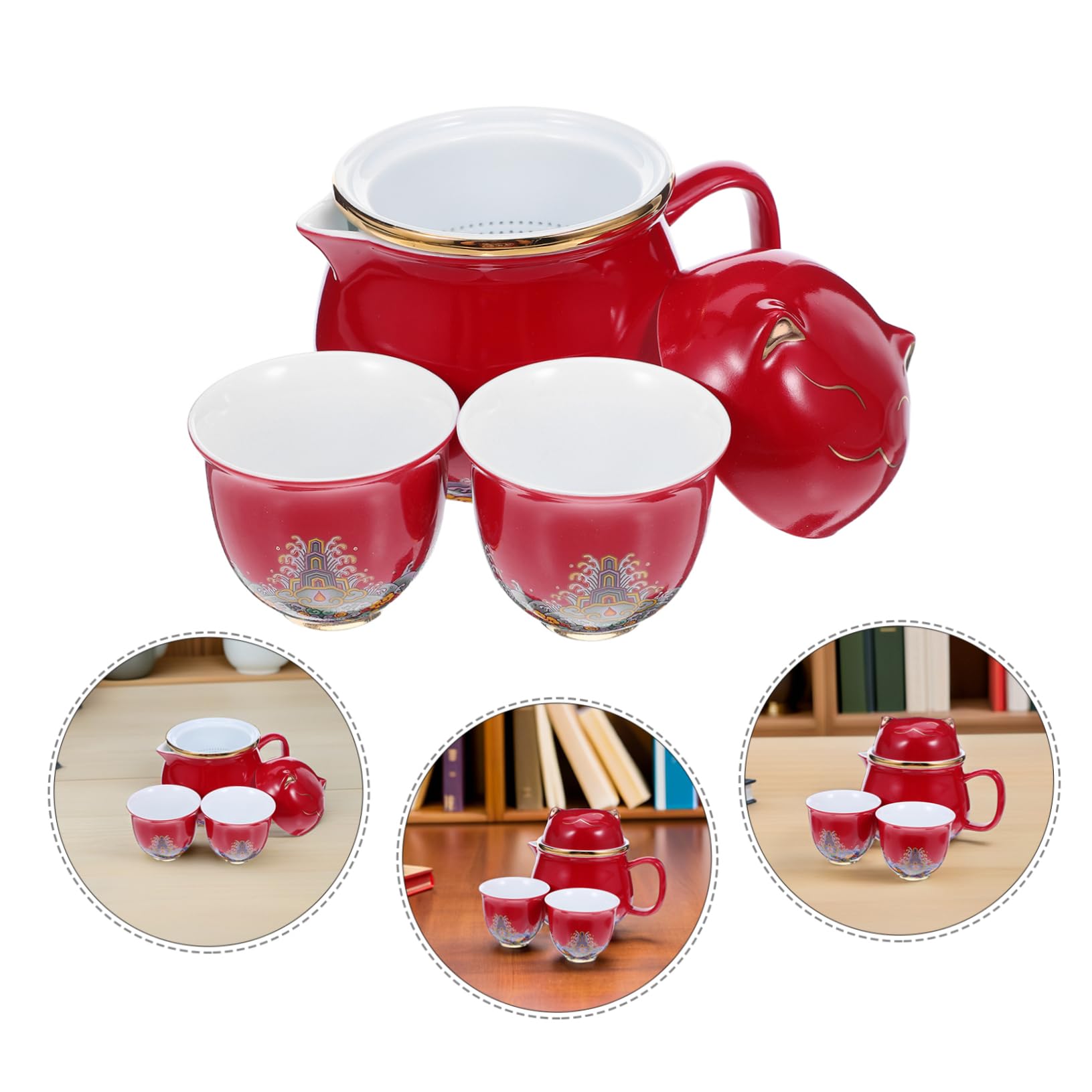 Mikinona Ceramiczny Do Herbaty z Kungfu i Filiżanki z Przenośną Torbą Kompaktowy i Łatwy Do Przenoszenia Idealny i Podróże