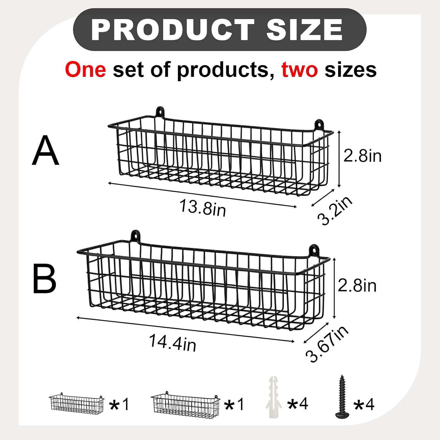 Spice Rack Organizer Wall Mount, 2 Pack Black Seasoning Rack Wire Storage Baskets for Wall or Cabinet Door in Kitchen and RV | Seasoning Rack, Kitchen, RV - Image 3