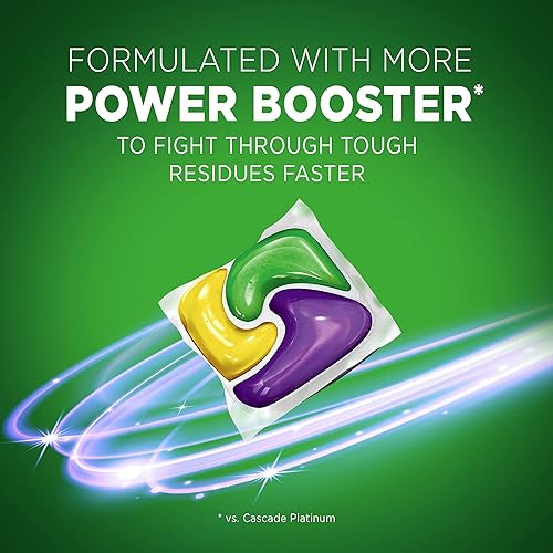 Miniatura 3 de Cascade Actionpacs - Cápsulas de lavavajillas detergente para lavavajillas con acción de limpiador de lavavajillas limón Platinum Plus 30 unidades