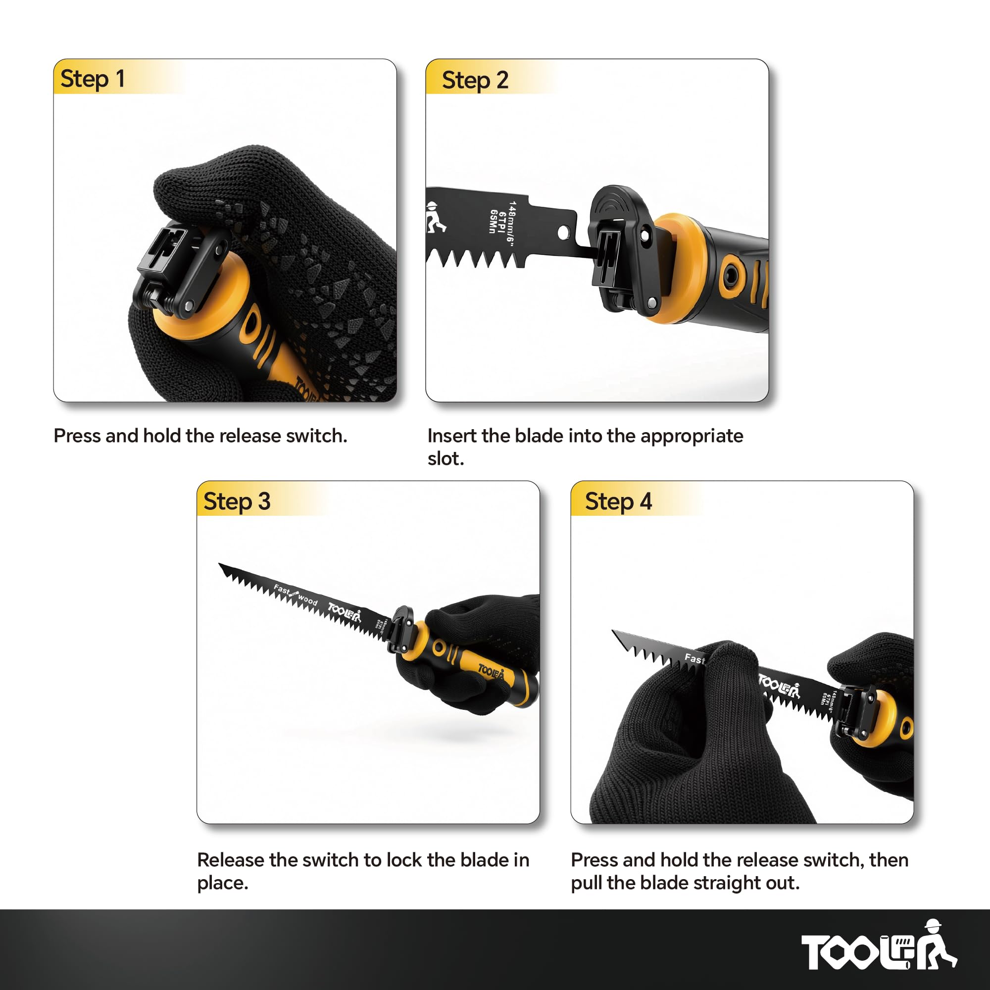 TOOLAN: Sega a Mano 8 in 1 Multi Lame per Cartongesso, Legno, Metallo, Plastica, Compensato - Lama Lunga