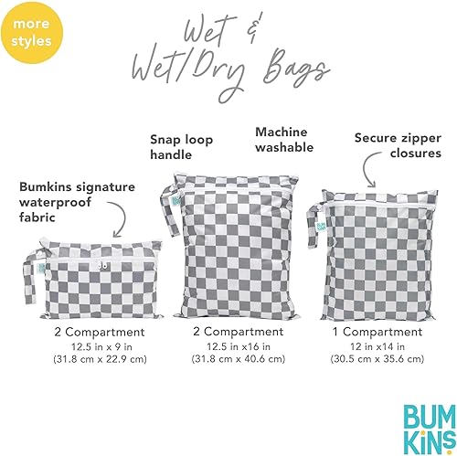 Miniatura 5 de Bumkins Bolsa húmeda impermeable más grande, para bebé, viajes, trajes de natación, pañales de tela, piezas de bomba, piscina, playa, ropa de