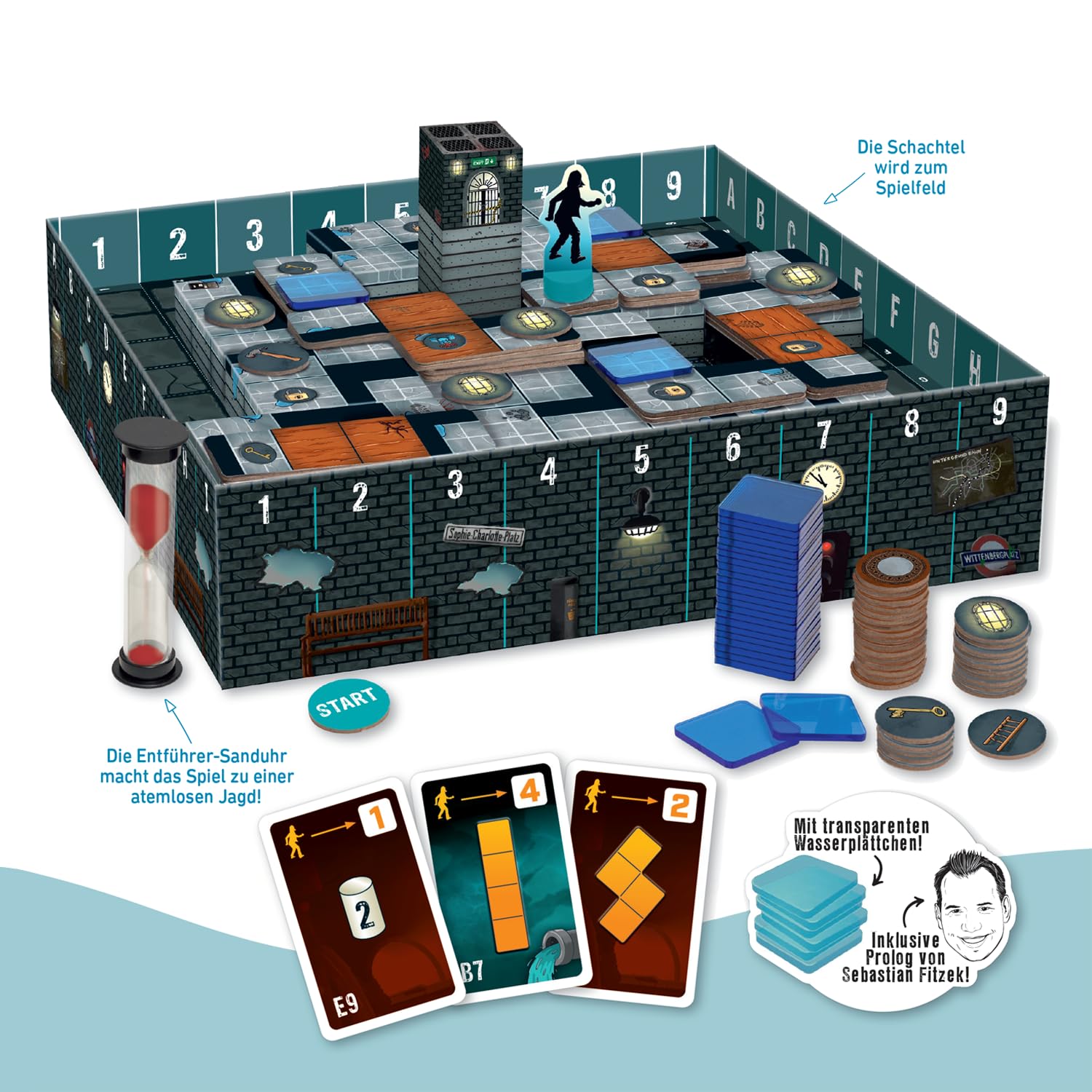 moses 90179 - Ebastian Sebastian Underground - Jeu de Thriller 3D - Auteur - Jeu de société coopératif de Marco Teubner - avec atmosphère Fitzek-Thriller - Noir