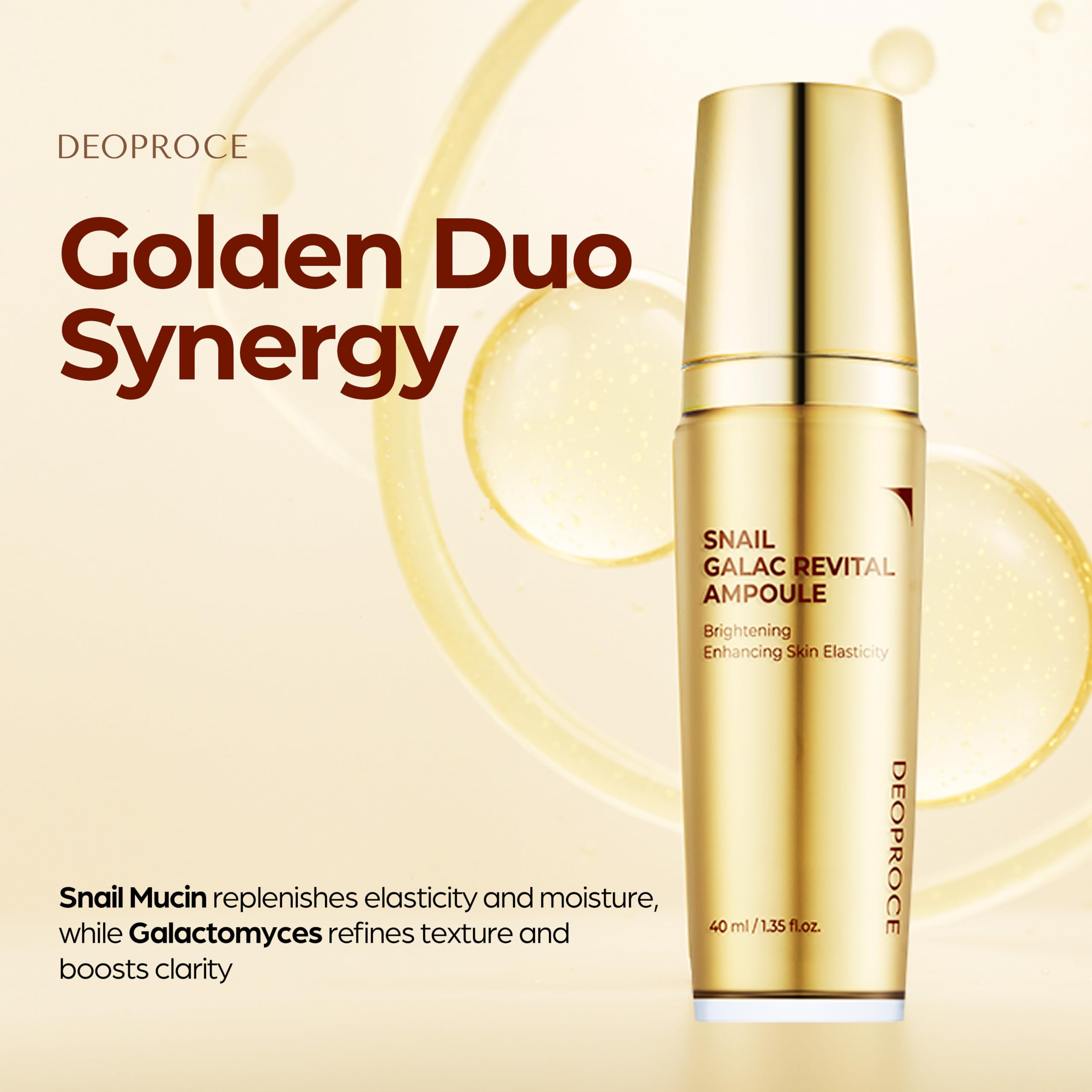 Deoproce Snail Galac Revital Ampoule 40ml | Hydrating & Firming Face Serum with Snail Mucin, Phyto Mucin and Galactomyces for Smooth, Radiant Skin | Lightweight, Non-Sticky Korean Skincare