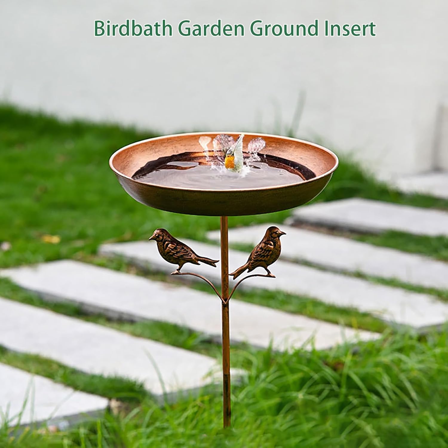 Bird Bath for Outside Metal Freestanding Birdbaths with Ground Stake Bird Feeder Detachable Birdbaths for Outdoors, Garden, Tabletop, Deck, Balcony, and Lawn B
