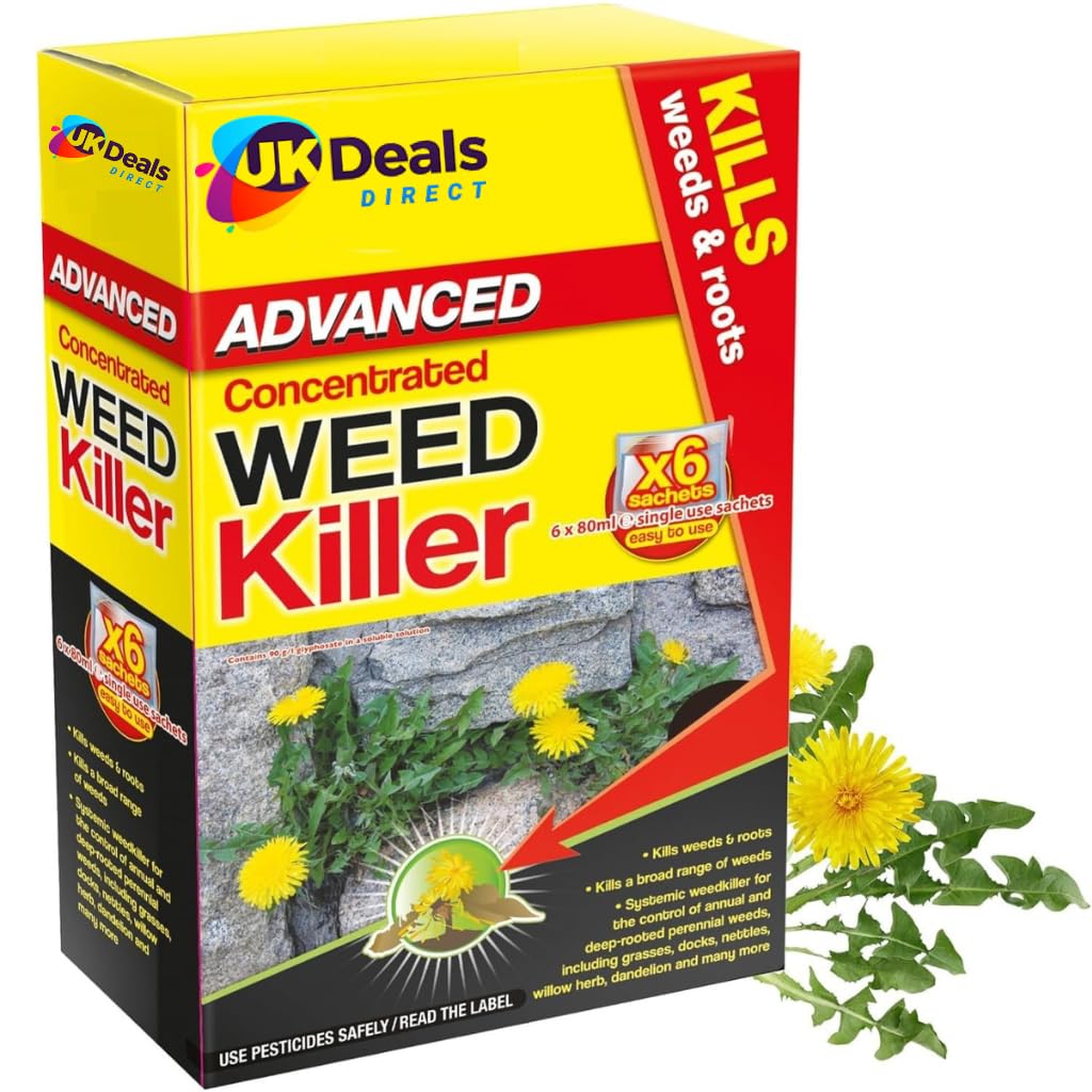 UKDeals Direct® Doff Advanced Concentrated Weedkiller 80ml Includes 6 Sachets For Powerful and Long-Lasting Tough Weeds & Roots Control