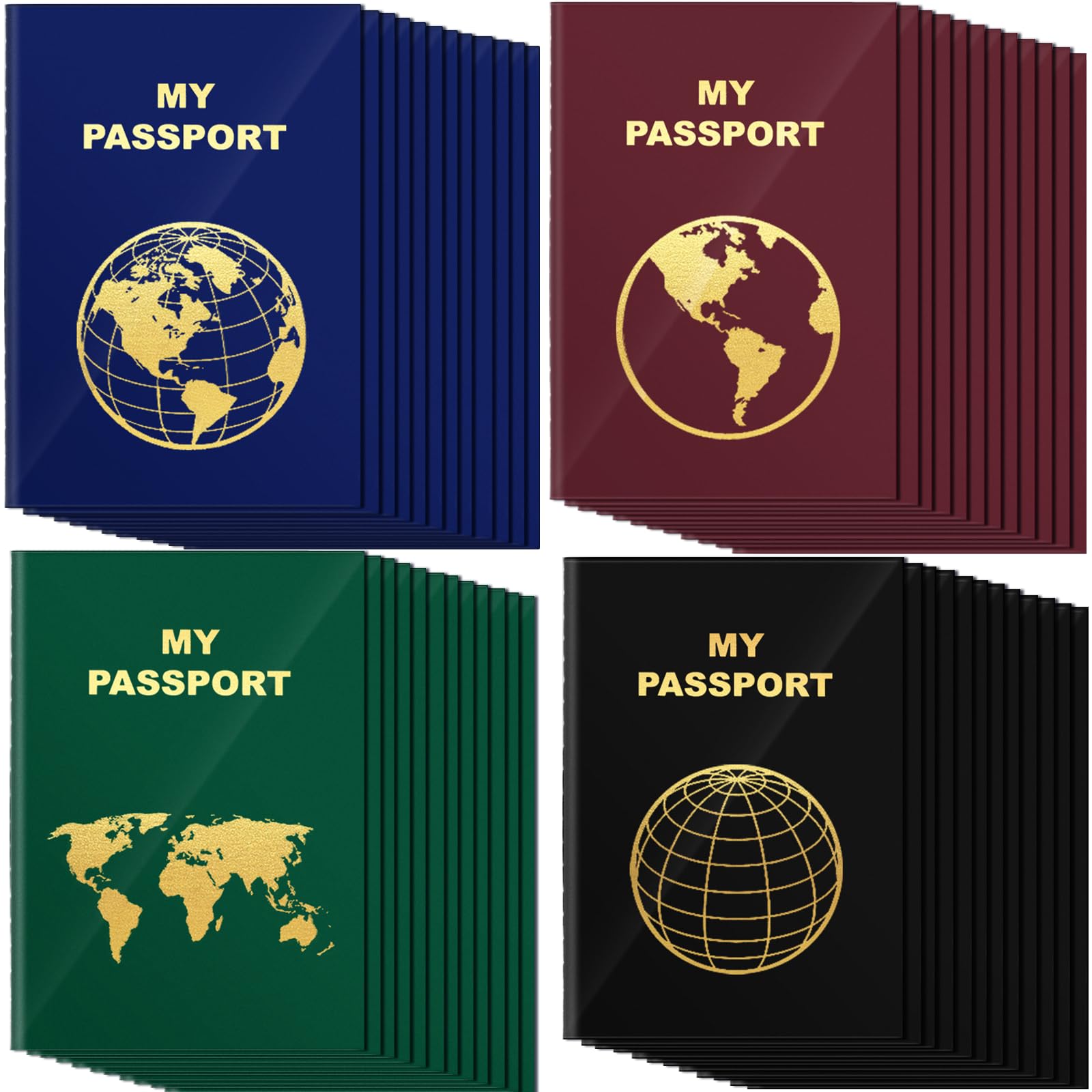 Lincia 48 Pcs Blank Passport Notebook Fake Passport Book Travel Journal Book Bulk Coloring Kids Travel Airplane Activity Classroom Decor School Projects(Vintage Color)