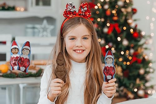 Miniatura 8 de Fruidles Grandes golosinas navideñas de chocolate de elfo en el estante, chocolate con leche sólido y suave, rellenos para bolsas de fiesta,