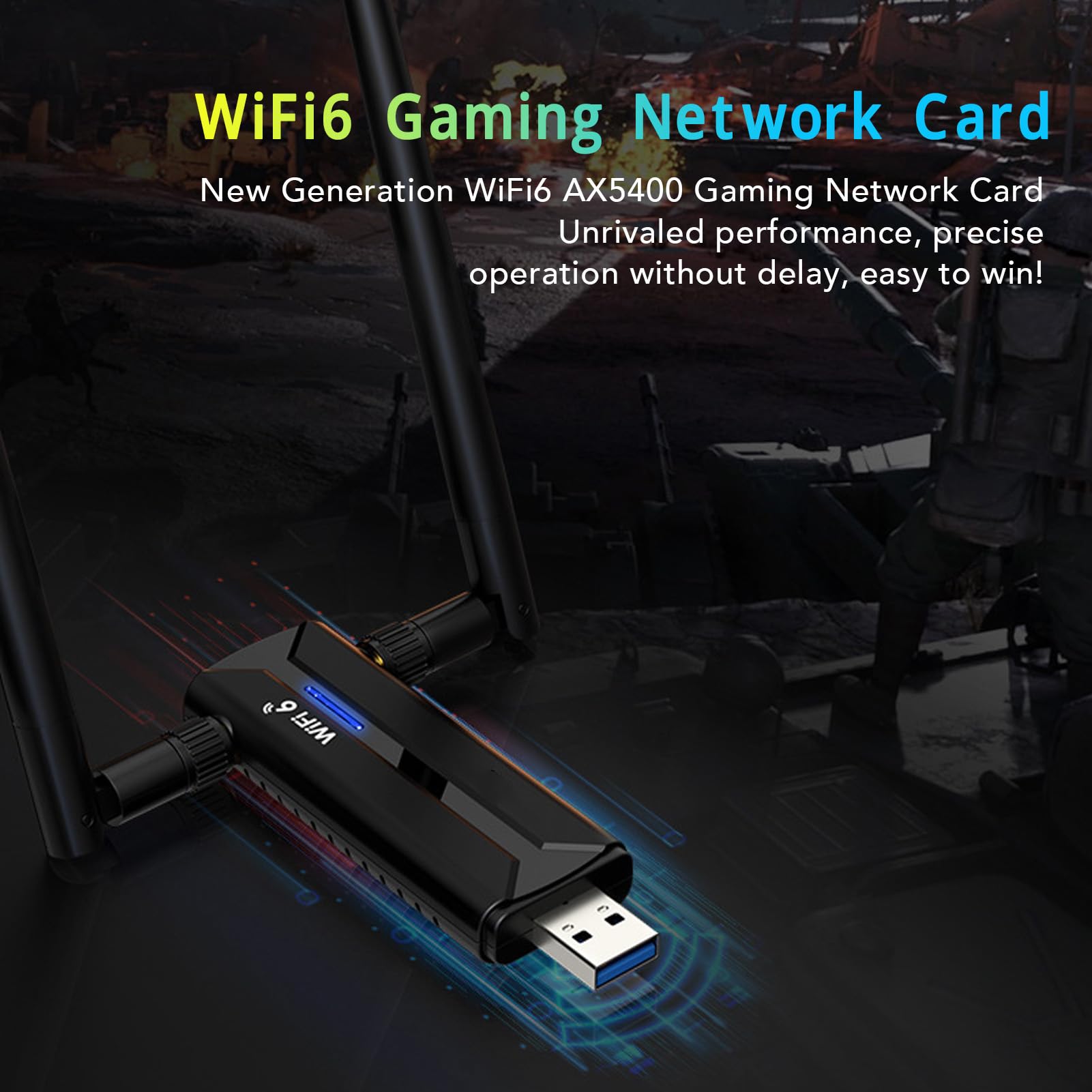 Adaptateur WiFi 6 USB3.0 pour PC, Adaptateur WiFi AX5400M Triple Bande 6 GHz 5 GHz 2,4 GHz, Adaptateur Réseau sans Fil avec 2 Antennes 6 DBi, Prend en Charge 11, 10