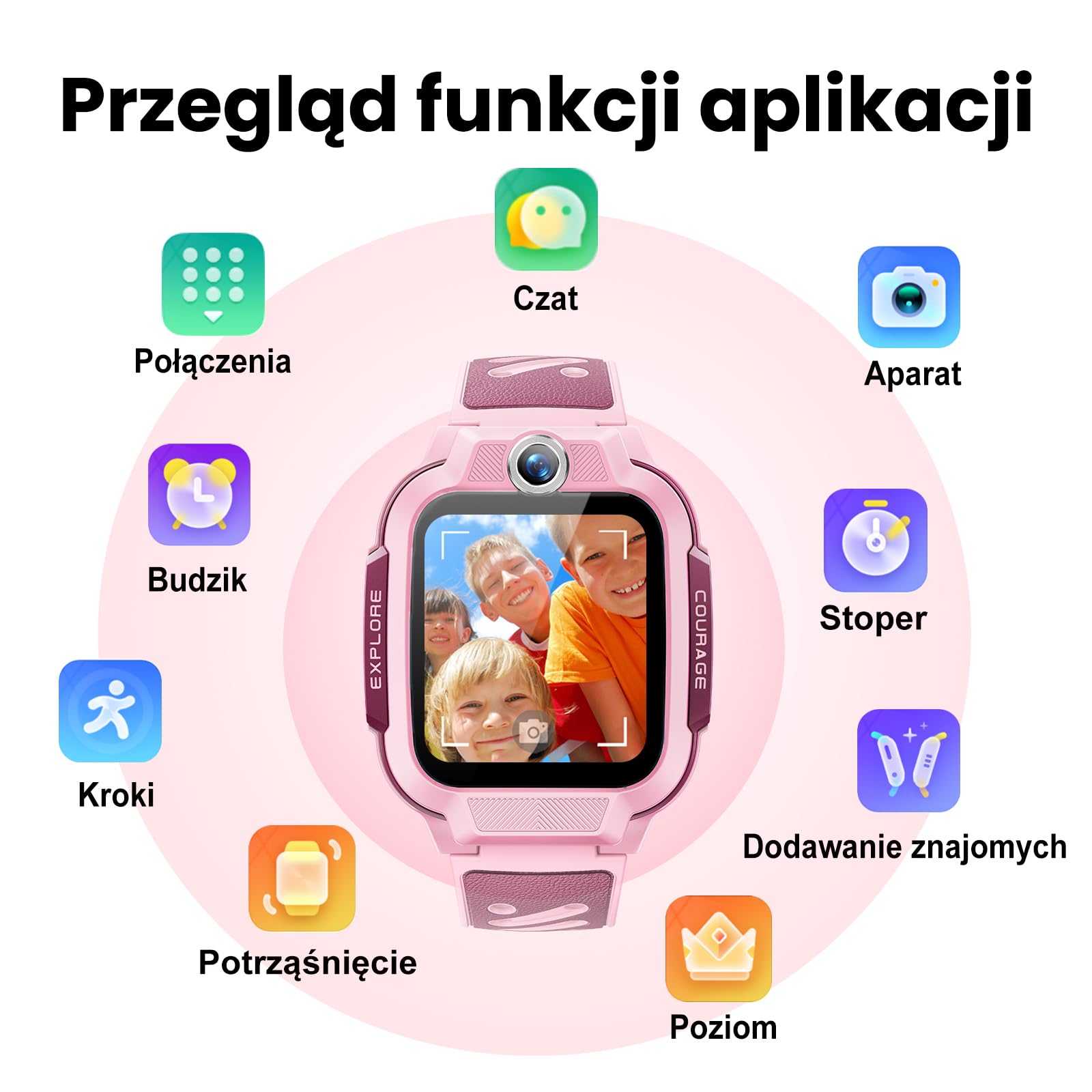 imoo Z3 Smartwatch 4G z GPS i kartą SIM, rozmowy wideo, WiFi, SOS, wodoszczelność IP68, zegarek do telefonu dla dziewcząt i chłopców (różowy-Z3, imoo Z3)