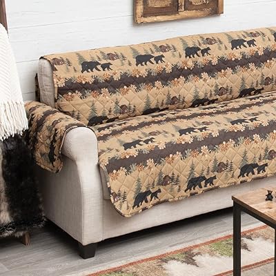 BLACK FOREST DECOR Cozy Cabin Bears Loveseat Cover