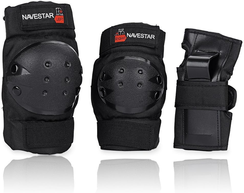NAVESTAR Knee Pads Elbows Pads Wrist Guards for Kids & Adults, 3 in 1 Protective Gear Set for Skateboarding, Roller Skating, Rollerblading, Snowboarding