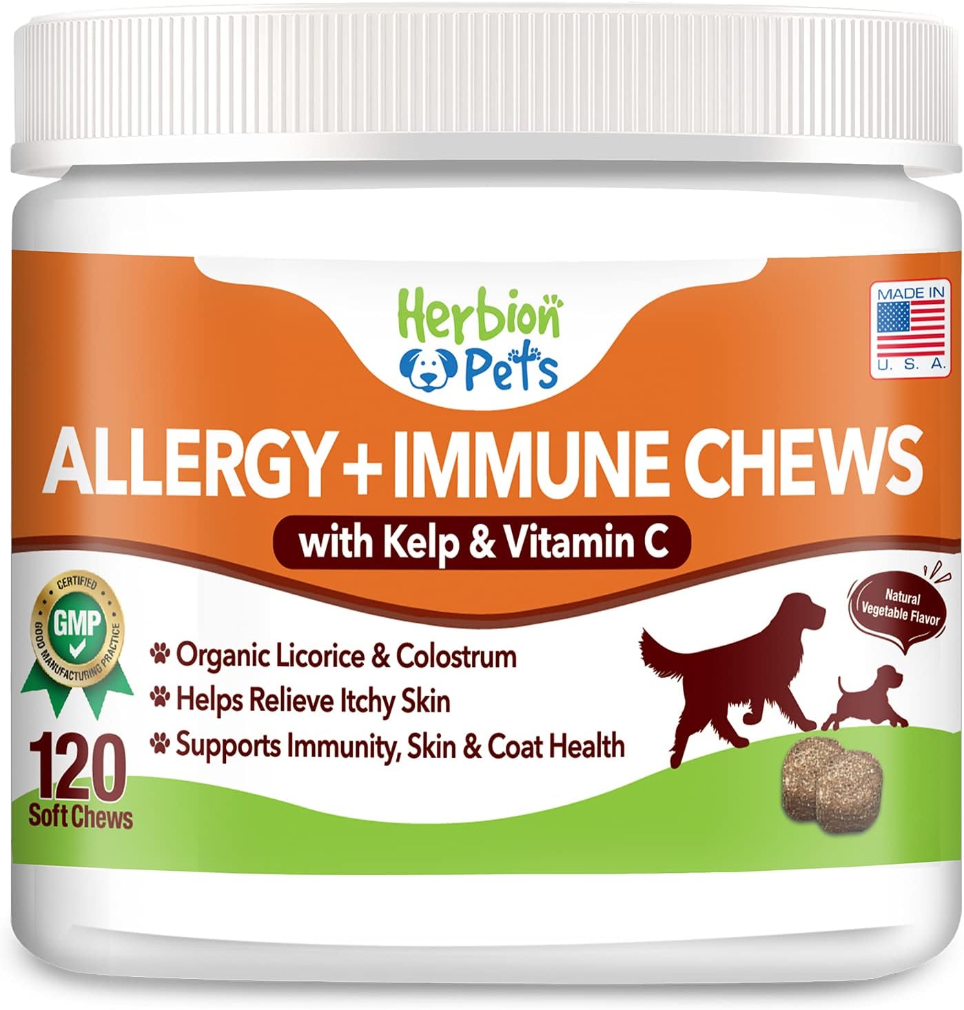 Herbion Pets Allergy + Immune Chews with Kelp & Vitamin C, 120 Soft