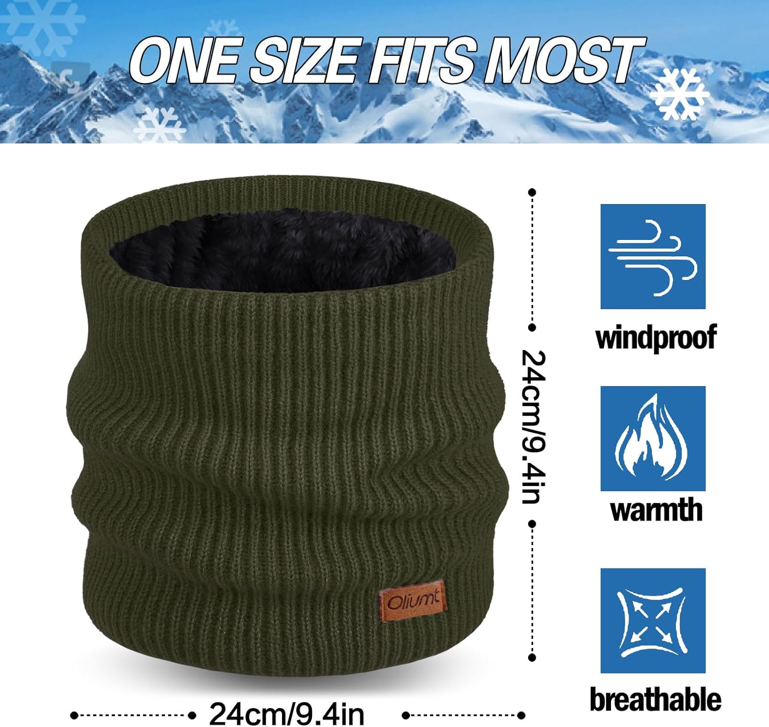 Neck Warmer for men,Winter Neck Gaiters Face Scarf Women Windproof Warm Fleece Scarves Gaiter for Cold Weather - Image 6