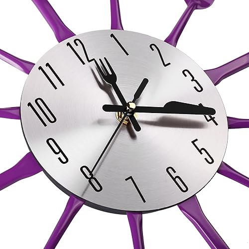 Miniatura 3 de Relojes de pared de cocina de 14 pulgadas con esfera de tenedor y cuchara, movimiento silencioso del reloj y funciona con pilas, gran decoración de